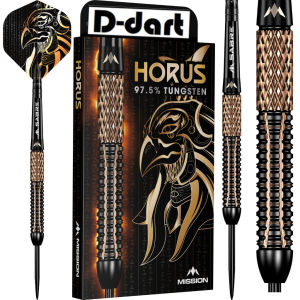 MISSION STEEL TIP DARTS - 21G/23G/25G Horus 97.5% Black Bronze PVD Tungsten Steel Darts Set