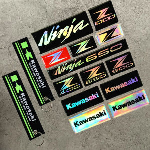 KAWASAKI 3D Laser Rainbow Sticker Embroidery KeyChain Keyring for Z Logo Z1000 Ninja 650 Motorcycle Decals