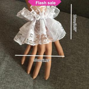 SHENHAO2🎀 Lolita tay áo cổ tay còng Xù Hoa Đen ren đàn hồi Vòng đeo tay nữ thanh lịch găng tay ren ngắn Halloween