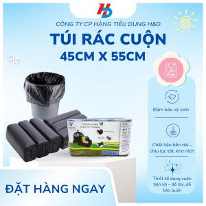 Set 3 Cuộn Túi Đựng Rác Green Famcog 45x55cm – Túi Đen Siêu Dai Chống Rách Siêu Tiện Lợi