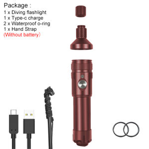 Asafee T21 Strong Diving Flashlight SST40 2000LM Super Bright Light 3° 24° 72° Adjustable Light Angle Dive Spotlight Photography Torch 80m Diving Depth Type-C Rechargeable