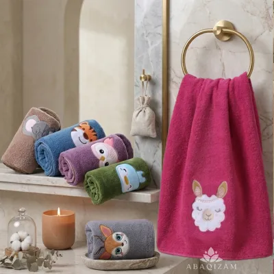 Handuk bayi anak karakter animal Microfiber daya serap tinggi motif premium timbul 50x100cm