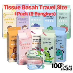 Baby mini Wet tissue 1 Pack Isi 8 Bungkus / Tisu Basah Mini / Tissue Basah Travel Size Non Alkohol