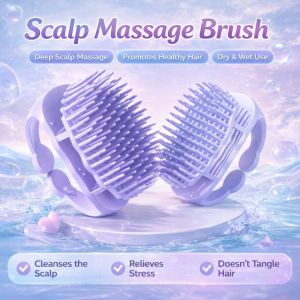 WAYCAI Wet Dry Scalp Massager Shampoo Brush Silicone Bristles Soft Scalp Care Brush Dandruff Removal Shampoo Comb For All Hair Types