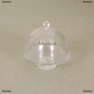 [COD] Abulaia 1:12 Dollhouse Miniature Transparent High Tray Dessert Plate W Cover Cake Fruit Tray Kitchen Decor Toy Doll House Accessories