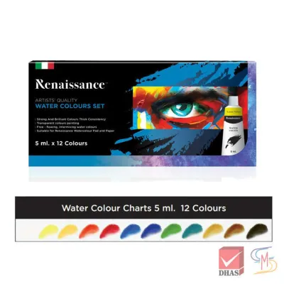 Renaissance สีน้ำ แบบหลอด 5ml.12 สี จำนวน 1 กล่อง