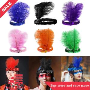 [COD] Sequins Feather Crystal Headband Indian Feather Headdress Holiday Party Indian Hairband Fashion Women Hair Accessories