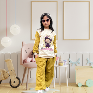 Setelan anak perempuan kekinian Labubu New04 viral usia 3-12 tahun