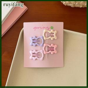 ruyifang กิ๊บหนีบผมรูปหัวใจและดาวสีชมพูเรียบง่าย4ชิ้น เซ็ตกิ๊บติดผมน่ารักสำหรับเด็กผู้หญิงกิ๊บติดผมแฟชั่นของขวัญ