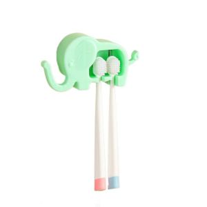 SUNNY BAR Plastic Elephant Toothbrush Cup Holder Wall Mounted Cartoon Elephant Toothbrush Holder Practical Waterproof Sundry Storage Rack for Home