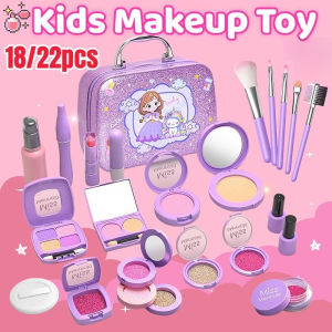 Kids Makeup Kit 18/22PCS-Non-Toxic Washable Pretend Play Box Toy Girls Dress-Up Play Set Gift