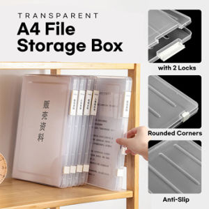 🔥LY A4 File Storage Box 🔥 with 2 Locks 🔥 Transparent
