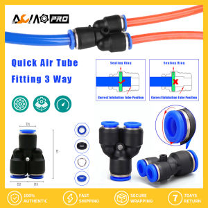 AumoPro 4mm 6mm 8mm 10mm 12mm 14mm 16mm Y Shape Air Pneumatic Fittings Plastic Connectors Quick Air Gas Tube Fitting 3 Way