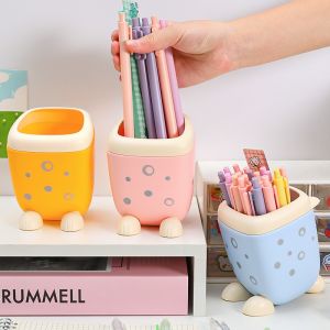 Ống Cắm Bút Decor Bàn Học Có Chân Hình Mèo Hoạ Tiết Đáng Yêu