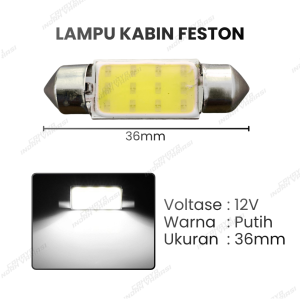 (2 Buah) LAMPU LED KABIN FESTON COB SUPER TERANG SLIM - FES117 12 VOLT DAN 24 VOLT