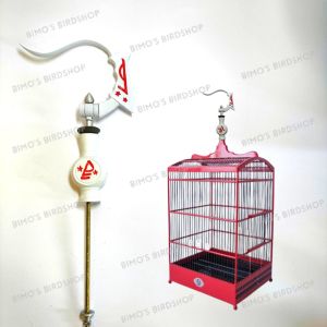GANTUNGAN SANGKAR BURUNG MERAH FULLSET PION CANTOLAN KANDANG GANTUNGAN BURUNG SANGKAR KOTAK LOVEBIRD