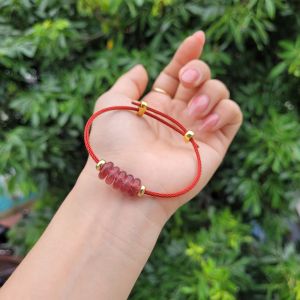 Vòng cáp ngũ điếu TA Dâu Tây Hồng điếu to mập dâu hồng đỏ màu đậm đẹp nhé - Phong Thủy TUDO