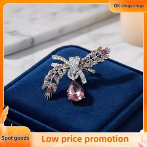 ✨QK shop✨ Elegant Wheat Brooch Pin for Women Crystal Waterdrop Accent Timeless Gift for Clothes Backpacks