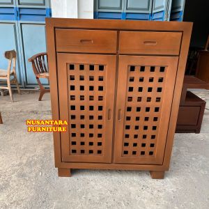 Lemari/rak Sepatu Minimalis Jati Motif catur