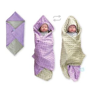 GUGUGAGA - Double Sided Minky Dot Hoodie Baby Blanket | Selimut Topi Bayi Minky Halus 2 Sisi Dot Fabric | Selimut Kupluk Bayi
