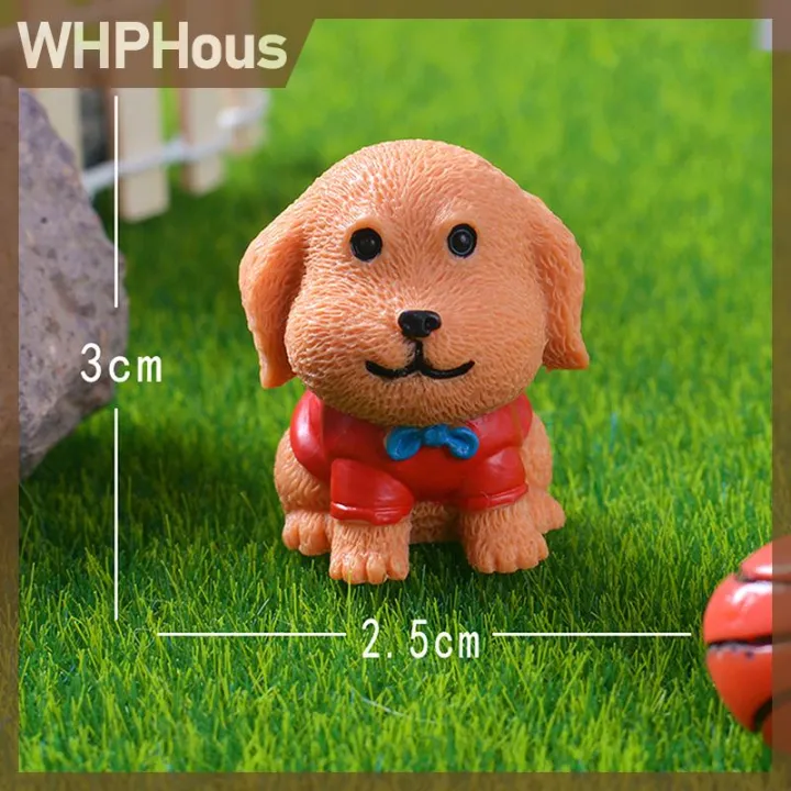 WHPHous 1pcs Miniature Dog Figurines Miniature Terrarium Crafts Realistic Animals Dogs For DIY Micro Landscape Fairy Garden Accessories
