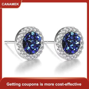 【CANAMEK 】 Shattered Zircon Stud Earrings For Men Boys Titanium Steel Round Small Earrings Minimalist Jewelry Gifts
