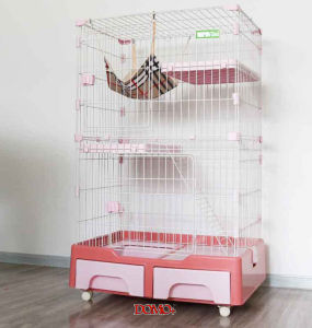Cat Cage 3-in-1 With Cat Litter Box Storage Drawer Hammock 3 Tier Large Villa Cage [H:132cm] [Ready stock][Assembled]