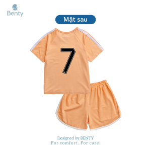 Bộ cộc tay bé trai BENTY số 7 đen nổi bật thiết kế cài chéo chất liệu rayon thoáng khí cho bé