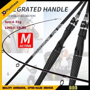 【COD】Pipeliness fishing rod M action spinning/casting lure fishing rod: 4-35g line: 5-18lbs black