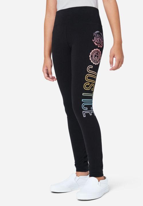 Justice Girls Graphic Full-Length Leggings Black Multi Celana