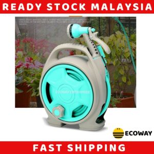 Water Hose 15m Retractable Garden Hose Reel with 6 Adjustable Sprayer High Pressure Water Spray Home Garden Car Washing