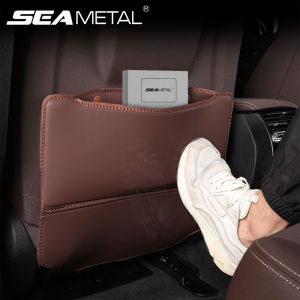 เบาะหนัง PU สำหรับรถยนต์เบาะป้องกันการเตะพร้อมกระเป๋าเก็บของทนทานแผ่นป้องกันที่นั่งอัตโนมัติ