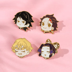 Anime Demon Slayer Brooch Cute Figure Kamado Tanjirou Kamado Nezuko Badge Enamel Brooch for Kids Jewelry Accessories