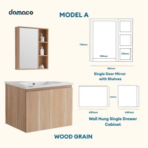 Baron A103-ST SS Basin Cabinet Solid Top & Heavy Duty Vanity w/ Sintered Stone Top Top Mount Basin & Mirror Cabinet Set