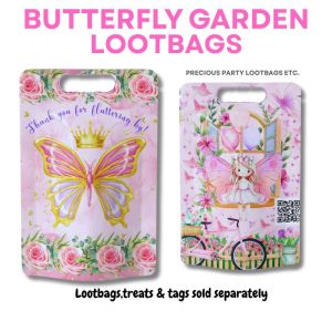 10PCS Pink Butterfly Theme Stand Ziplock Pouch Loot Bags Chips Candy Reusable Storage