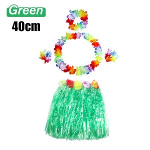 【Local Warehouse】Children Girls Hawaiian Luau Hula Grass Skirt Flower Costume Set for Dance Party Decorations Christmas Halloween Hula Dance Costume Hawaiian Grass Skirt With Flower Garland Necklace Bracelets Party Decor