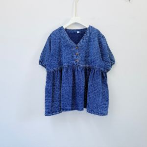 เสื้อผ้าฝ้าย เสื้อคอวี แขนตุ๊กตา ไซส์ใหญ่ สไตล์ญี่ปุ่น ทรงสวยพรางหุ่น ผ้านุ่ม ใส่สบาย ไม่ร้อน