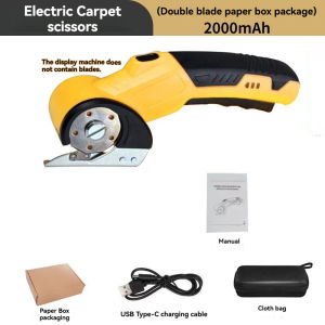 Protable Cordless Electric Scissors 240RPM Hand-held Electric Fabric Scissors Durable Round Knife Cloth Cutter Use For Cut Cardboard Leather Plastic Pads Carpet Felt