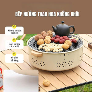 Bếp Nướng Than Hoa Tròn Không Khói Lò Nướng Thịt Khoai Sưởi Ấm Chất Liệu Thép Chịu Nhiệt An Toàn