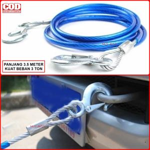New Tali Derek Mobil KAWAT Panjang 35 Meter Beban 2 Ton Bahan Kawat Baja Sling Penarik Mobil Mogok