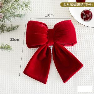 3Pcs Large Xmas DIY Bowknot Hanging Pendant Christmas Tree Red Soft Velvet Large Bow Ties Ornaments Party Wedding Decoration Props