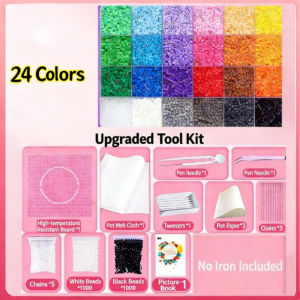 3D Stereo Fuse Beads Puzzle Kit DIY Melting Beads Craft Set with Iron-On Tools Kids Educational Toy