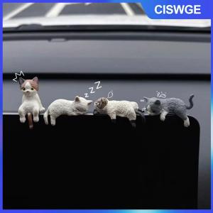 CISWGE Trang trí xe hơi sáng tạo ngủ mèo búp bê tự động Đồ trang trí đồ chơI mèo mô hình cảnh quan dễ thương xe trang trí nội thất Quà Tặng