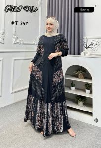Ariefa Batik - Gamis Twill Rayon Exlusive Lukis Bunga Premium Busui Jumbo