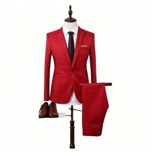 2 Piece Black Suit for Men Slim Fit Blazer Trouser Set with Free Tie for Wedding Party Graduation
