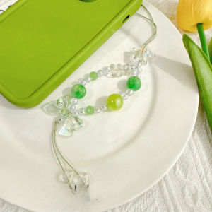 HBESTY Cute Tulip Flowers Handmade Phone Charm Lanyards Strap For Girl Women Lovely Kawaii Keychain Bead Pendant Strap Lanyards