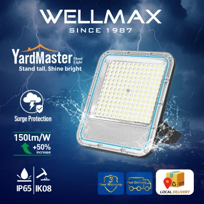 【Non-solar 】WELLMAX LED Flood light Outdoor Waterproof Street Lamp IP65 lighting Super Bright 6500K