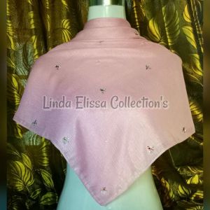 Tudung bawal cornskin shimmering manik corak lebah