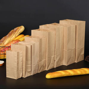 100pcs Kraft Paper Flat pocket Brown white Food Sandwich Bread Dried Fruits Cookie Baking Candy Bags Party Wrapping Gift Bags