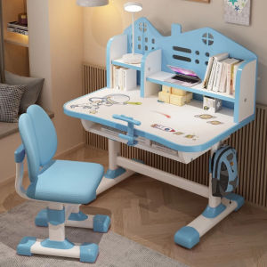 MISUTA โต๊ะเขียนหนังสือเด็ก โต๊ะเรียน โต๊ะเรียนสําหรับเด็ก ชุดโต๊ะและเก้าอี้แบบยกได้ โฮมโฮม ที่เก็บลิ้นชัก